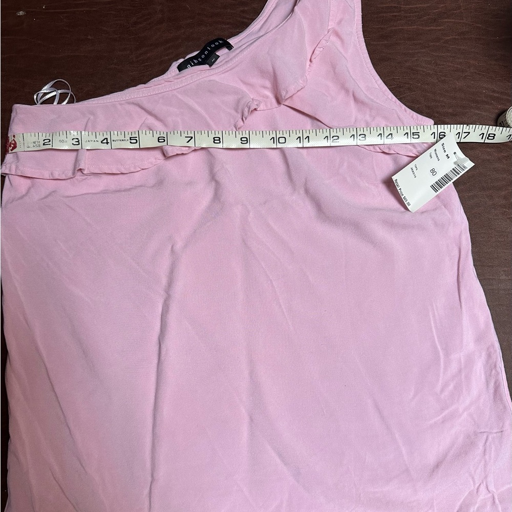 GibsonLook Tank Top Asymmetrical Pink Sleeveless
